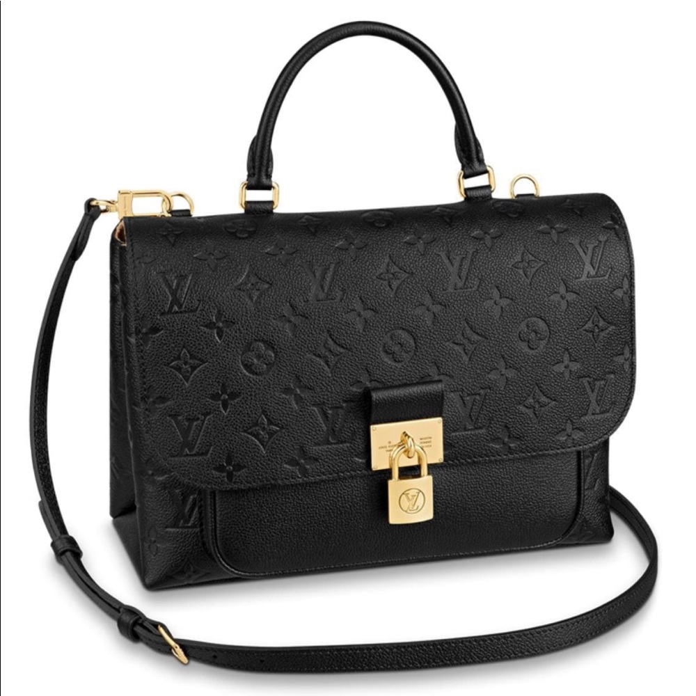 LV Black Leather Marignan monogram empreinte bag